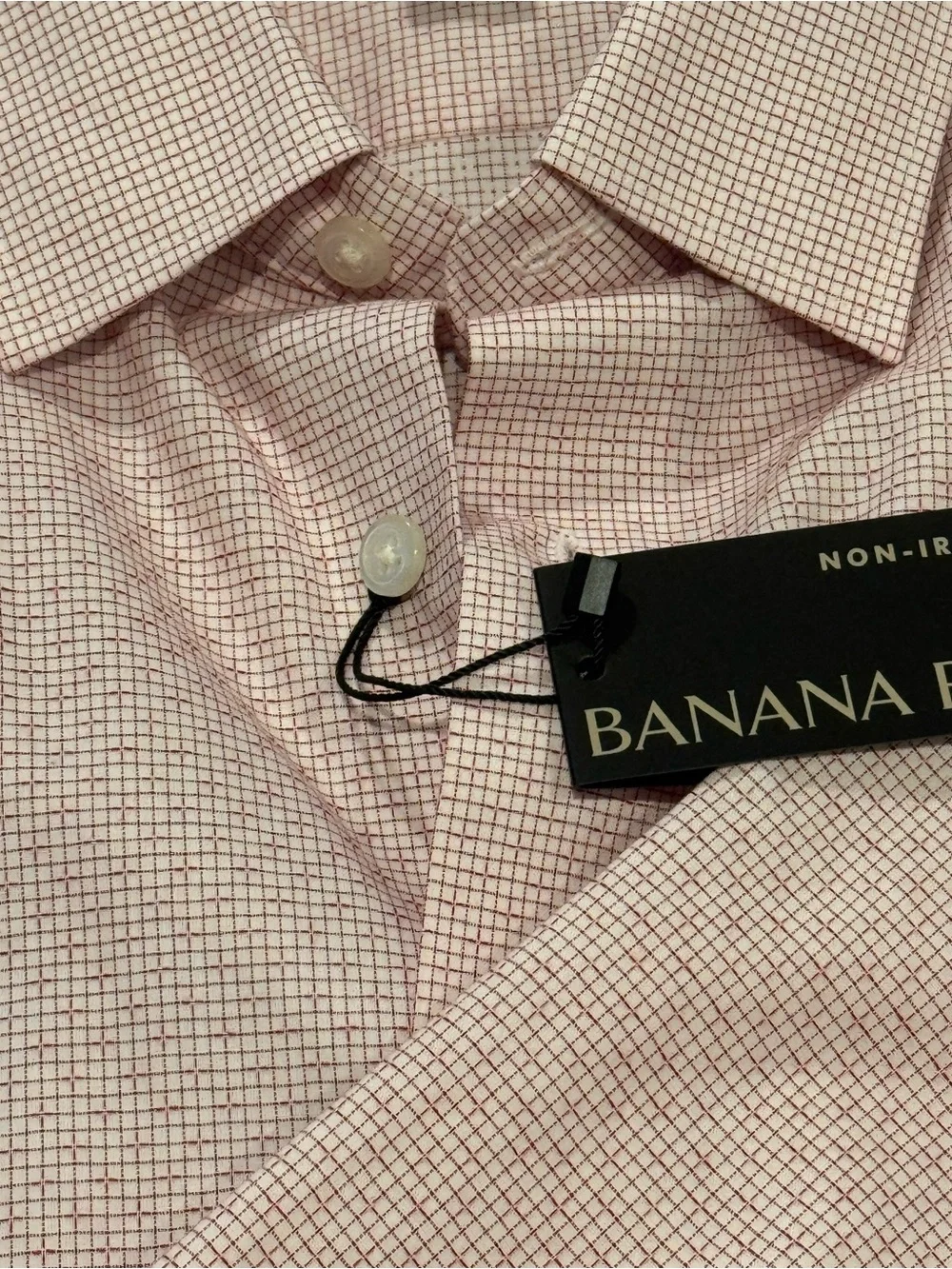 Banana Republic Men's Light Pink Micro-Check Dress Shirt